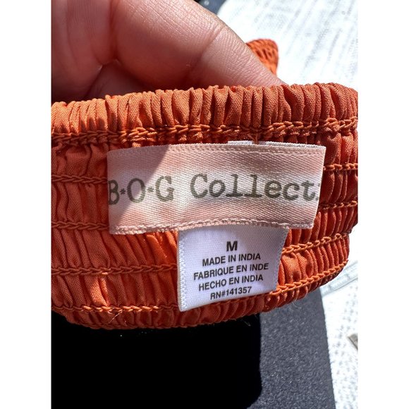 BOG Collective Top Medium Orange Cropped Crochet Halter Neck Twist 90's Womens - Picture 10 of 13